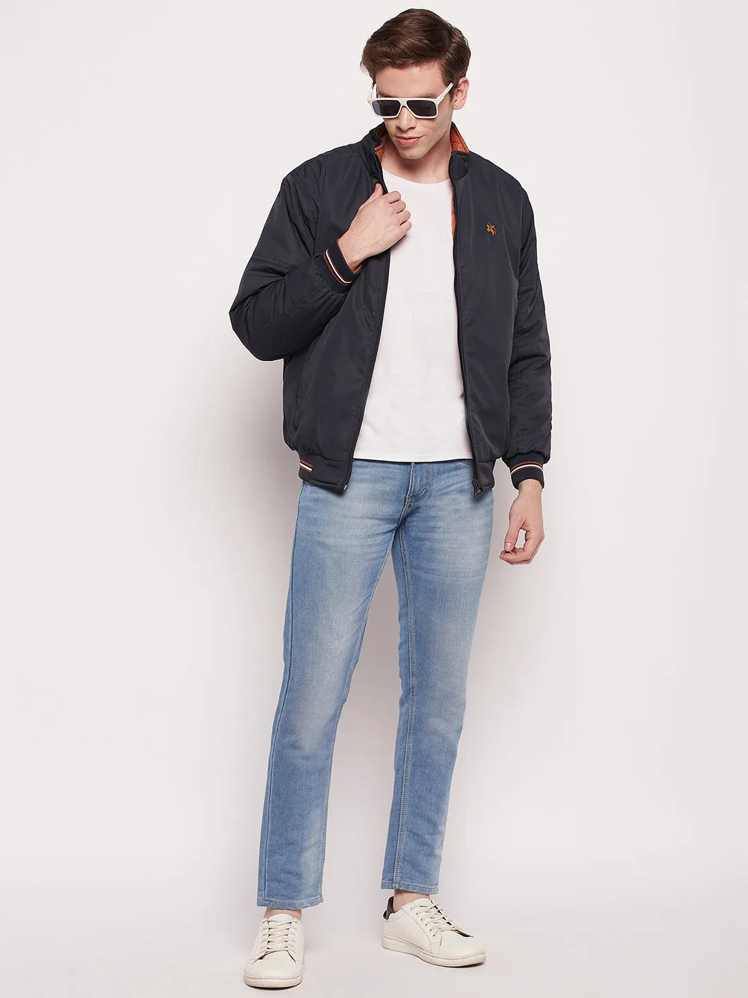 Men Navy Reversible Jacket