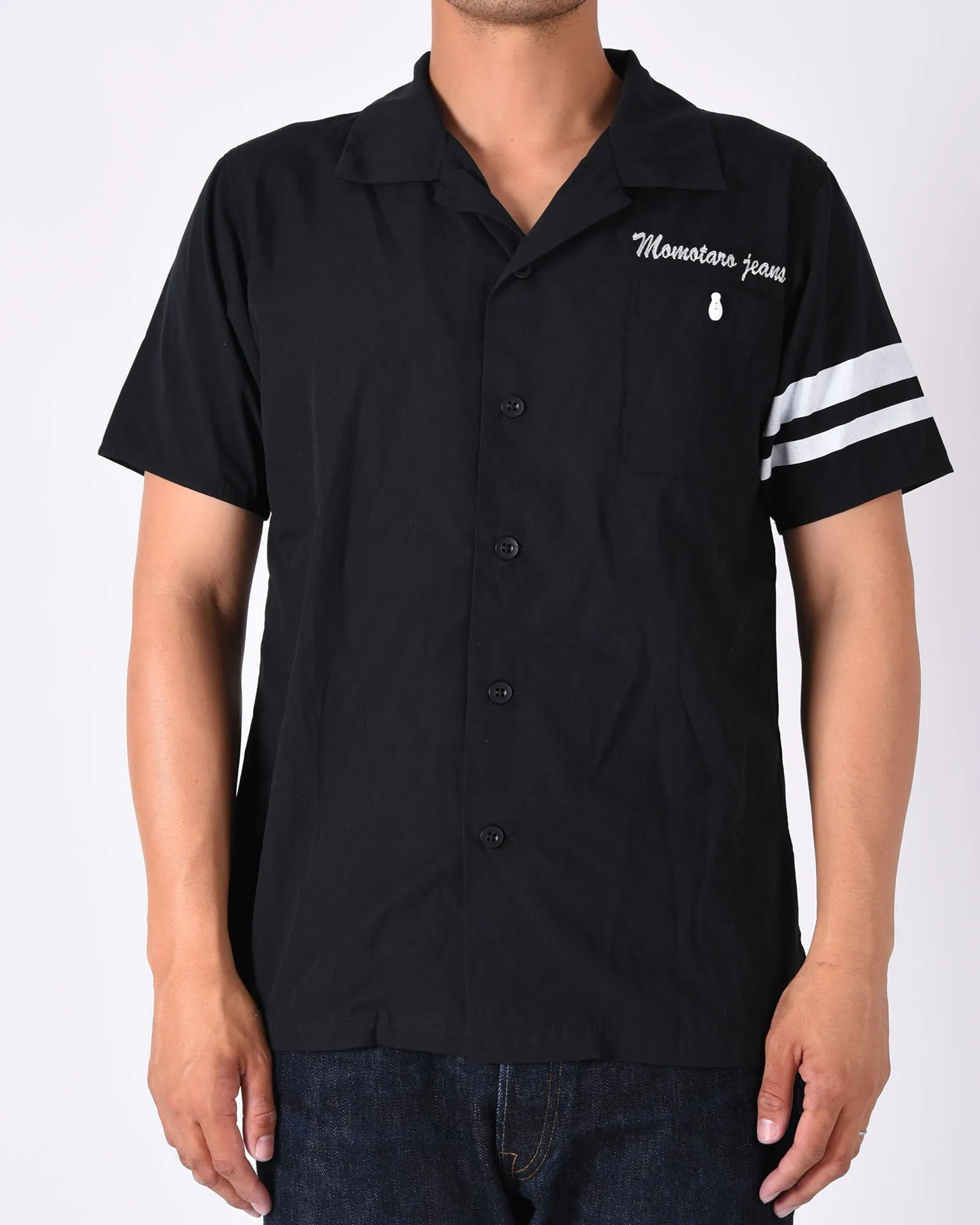 Momotaro Jeans Bowling Shirt - Black