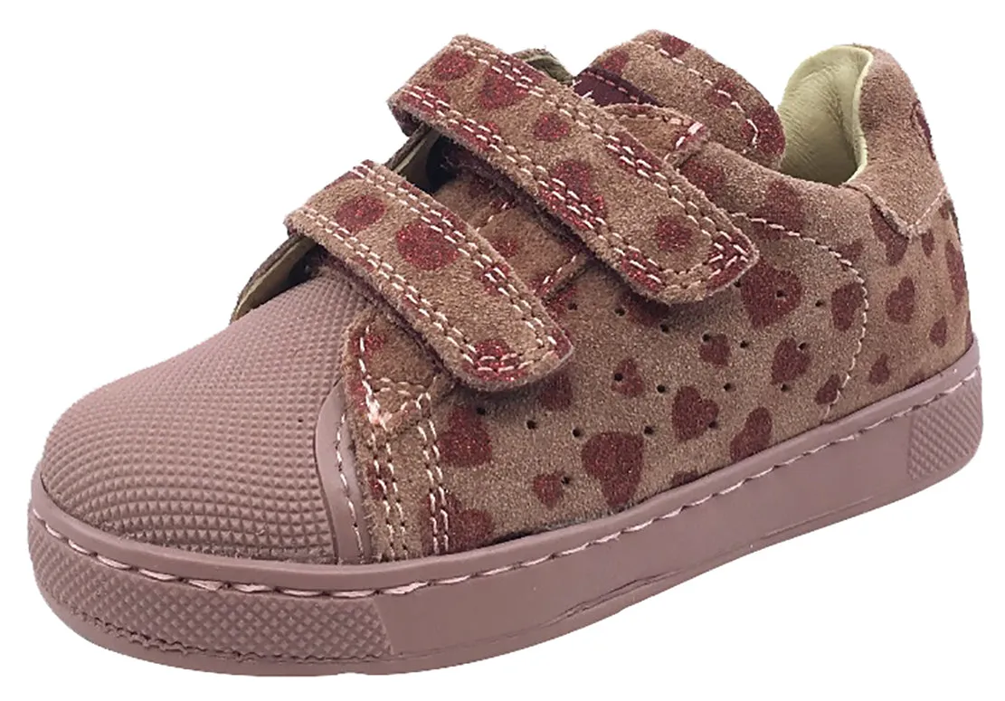 Naturino Kid's Bree Sneaker Tennis Shoes, Rosa Pink Heart Suede