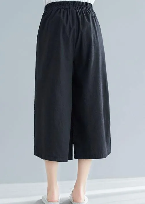 new black cotton casual pants skirts plus size elastic waist pants skirts