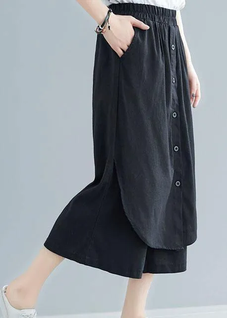 new black cotton casual pants skirts plus size elastic waist pants skirts