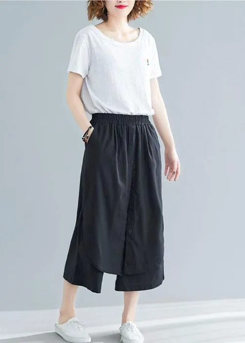 new black cotton casual pants skirts plus size elastic waist pants skirts