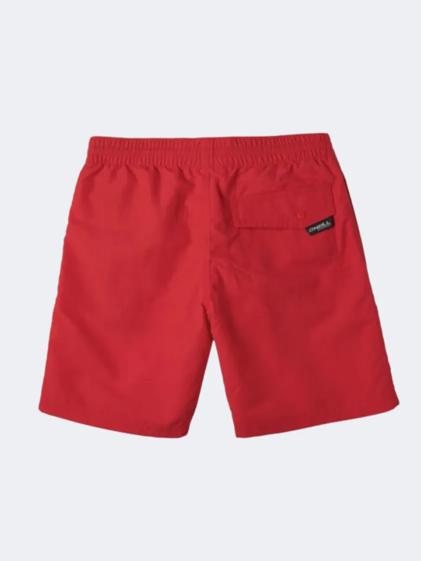 ONeill Vert 14 Inch Boys Beach Swim Short High Risk Red