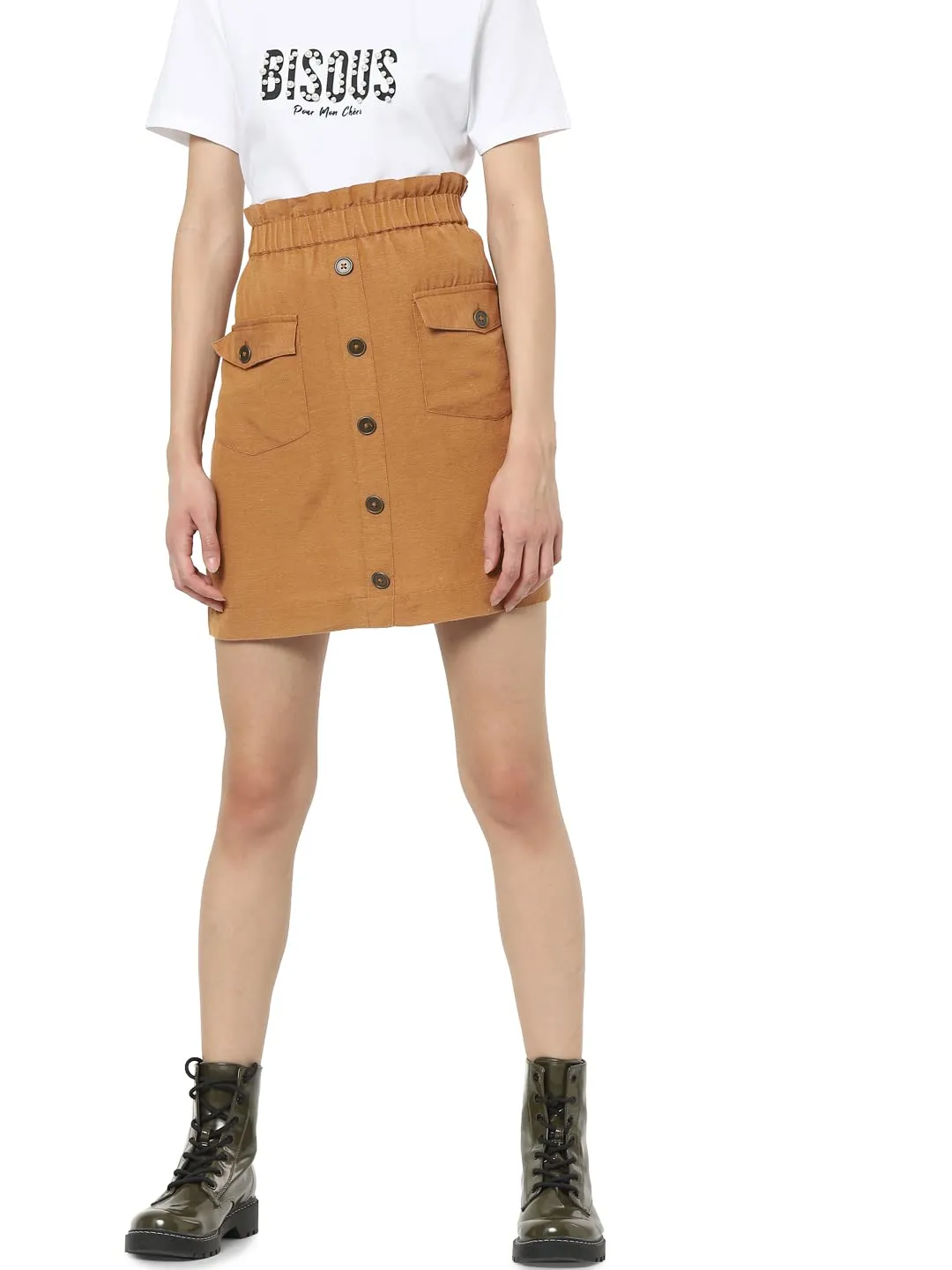 ONLY Straight Fit Below Knee Viscose Womens Casual Skirt (S22ON15272824002, Beige, 36)