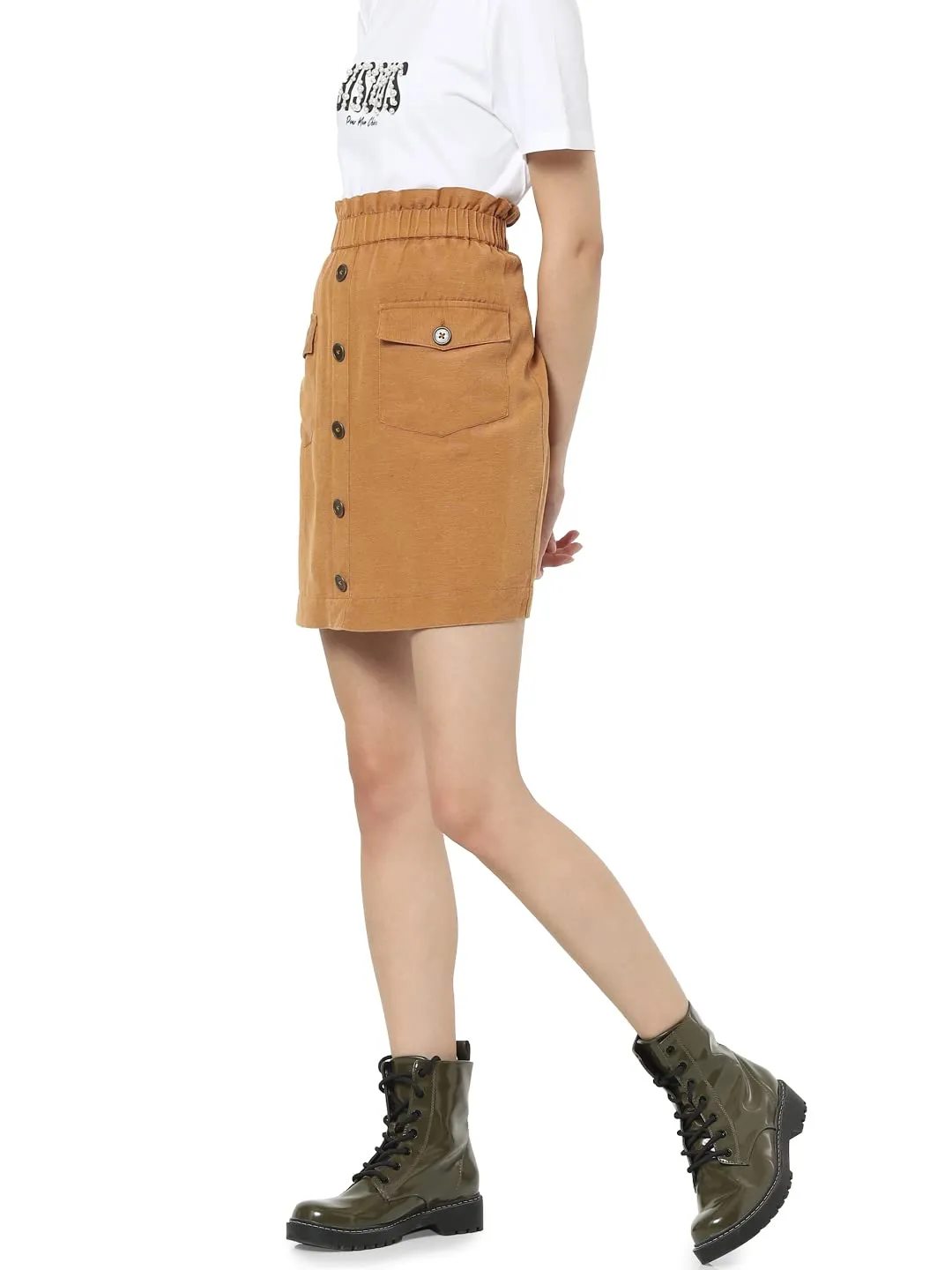 ONLY Straight Fit Below Knee Viscose Womens Casual Skirt (S22ON15272824002, Beige, 36)