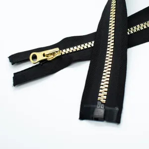 Open End Chunky Fashion Zip 45CM Black & Gold