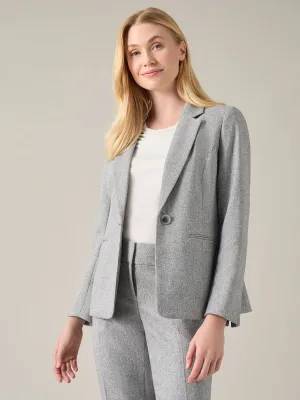 Petite Buttoned Notch Collar Jacket, Herringbone