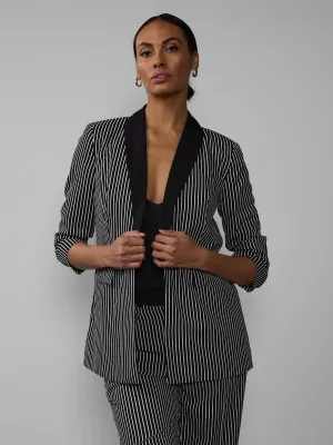 Petite Striped Shawl Collar Blazer