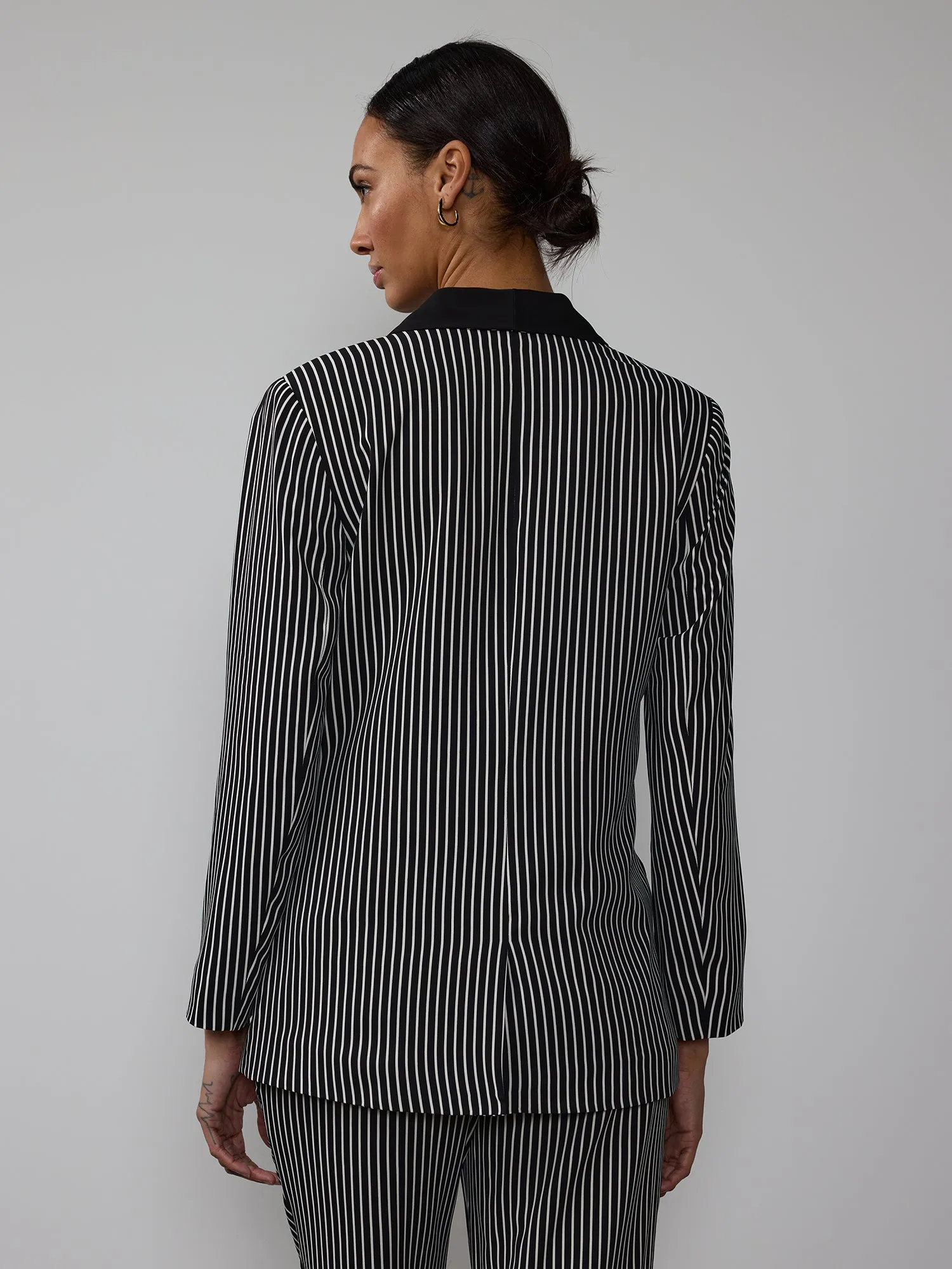 Petite Striped Shawl Collar Blazer