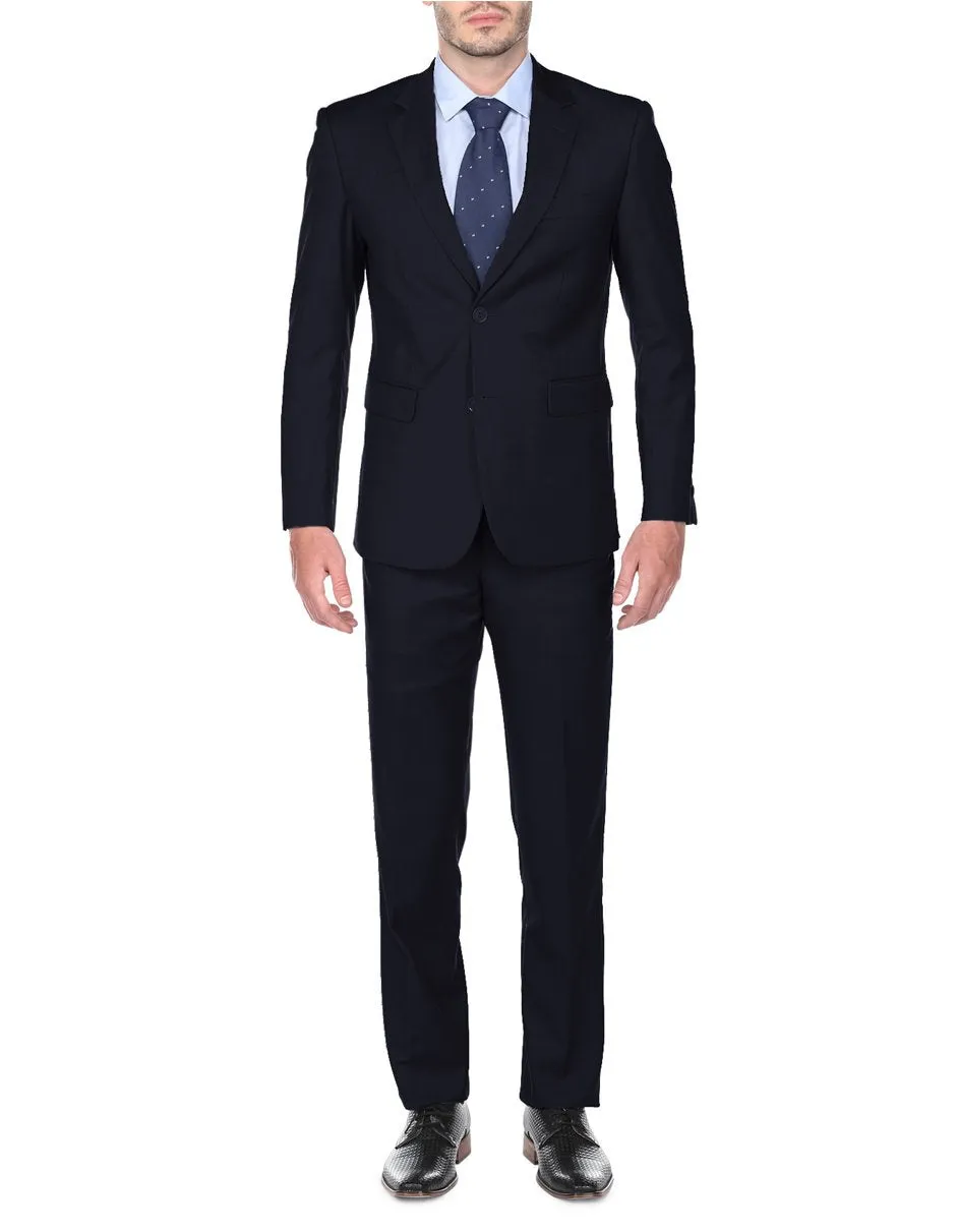 Pleated Suit - Mens Suits With Pleated Pant -  Regular Fit Navy Suit