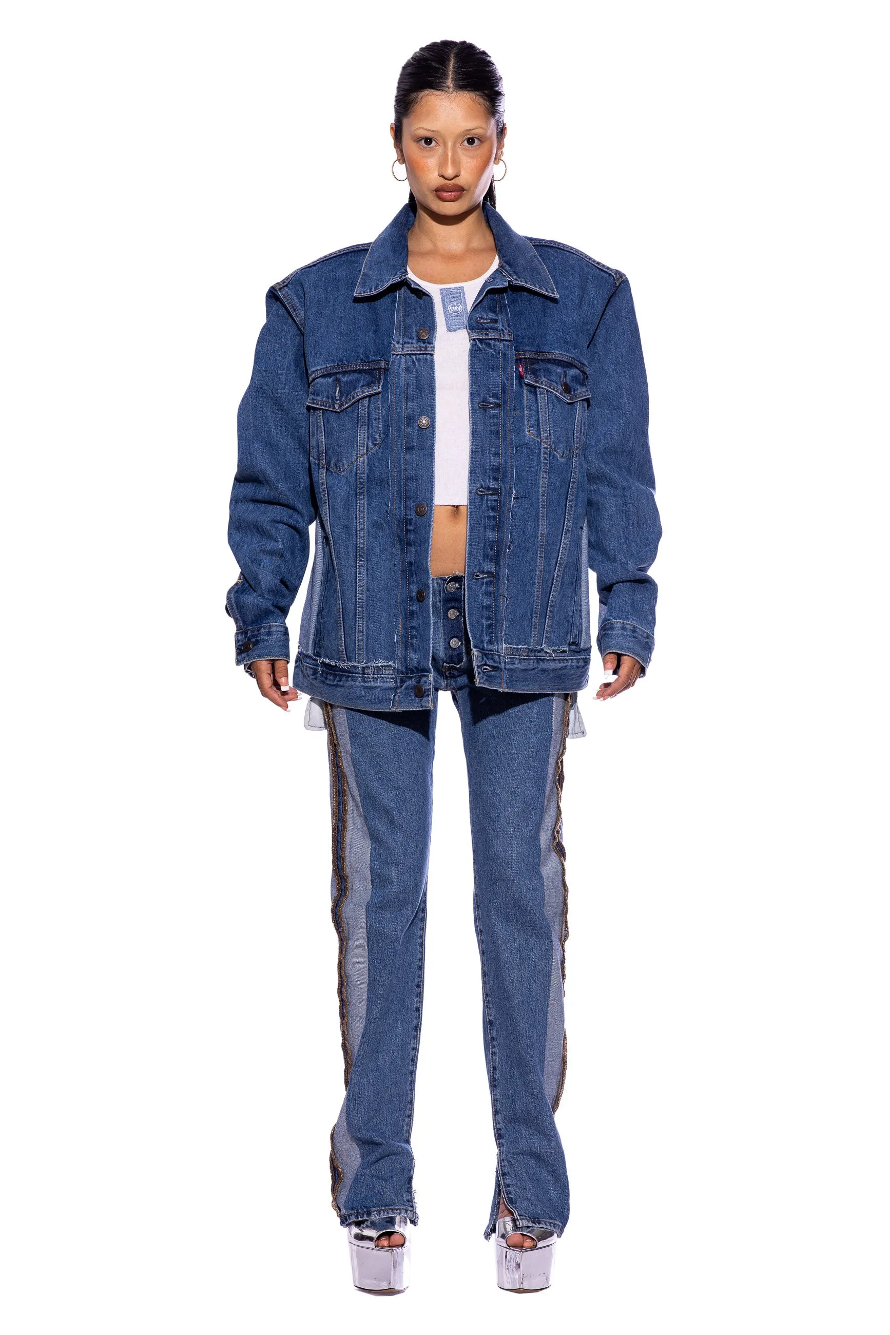 PORTERHOUSE TRUCKER JACKET IN VINTAGE BLUE DENIM