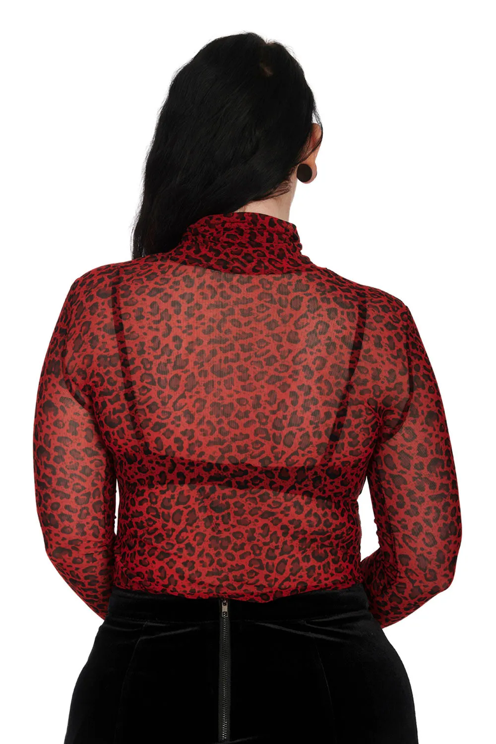 Red Leopard Mesh Top