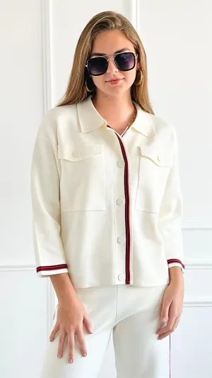 Refined Campus Buttoned Jacket -Ivory