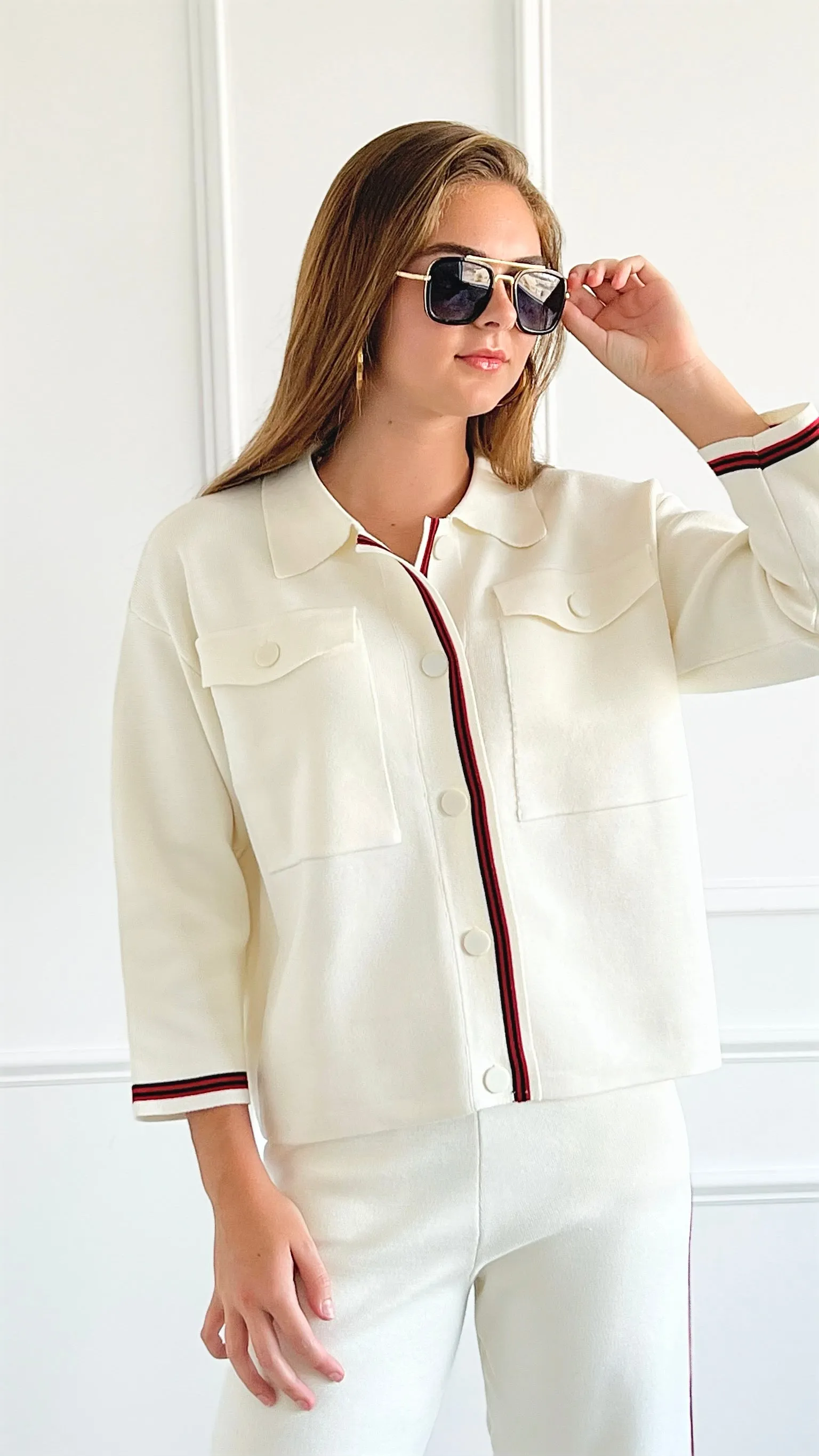 Refined Campus Buttoned Jacket -Ivory