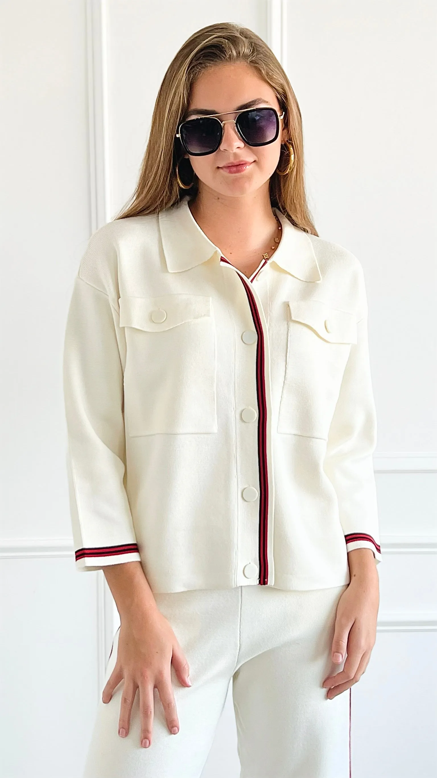 Refined Campus Buttoned Jacket -Ivory