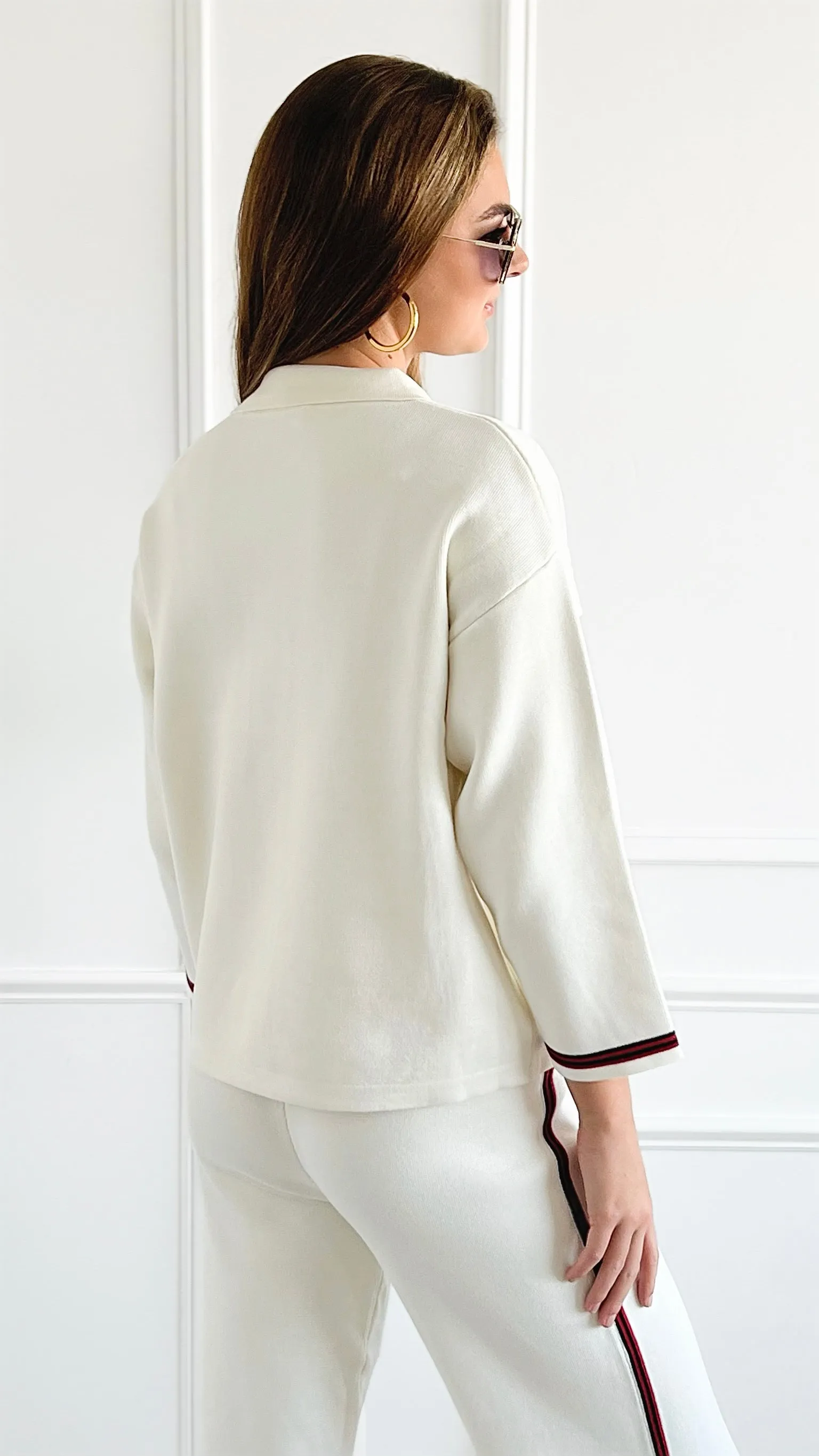 Refined Campus Buttoned Jacket -Ivory