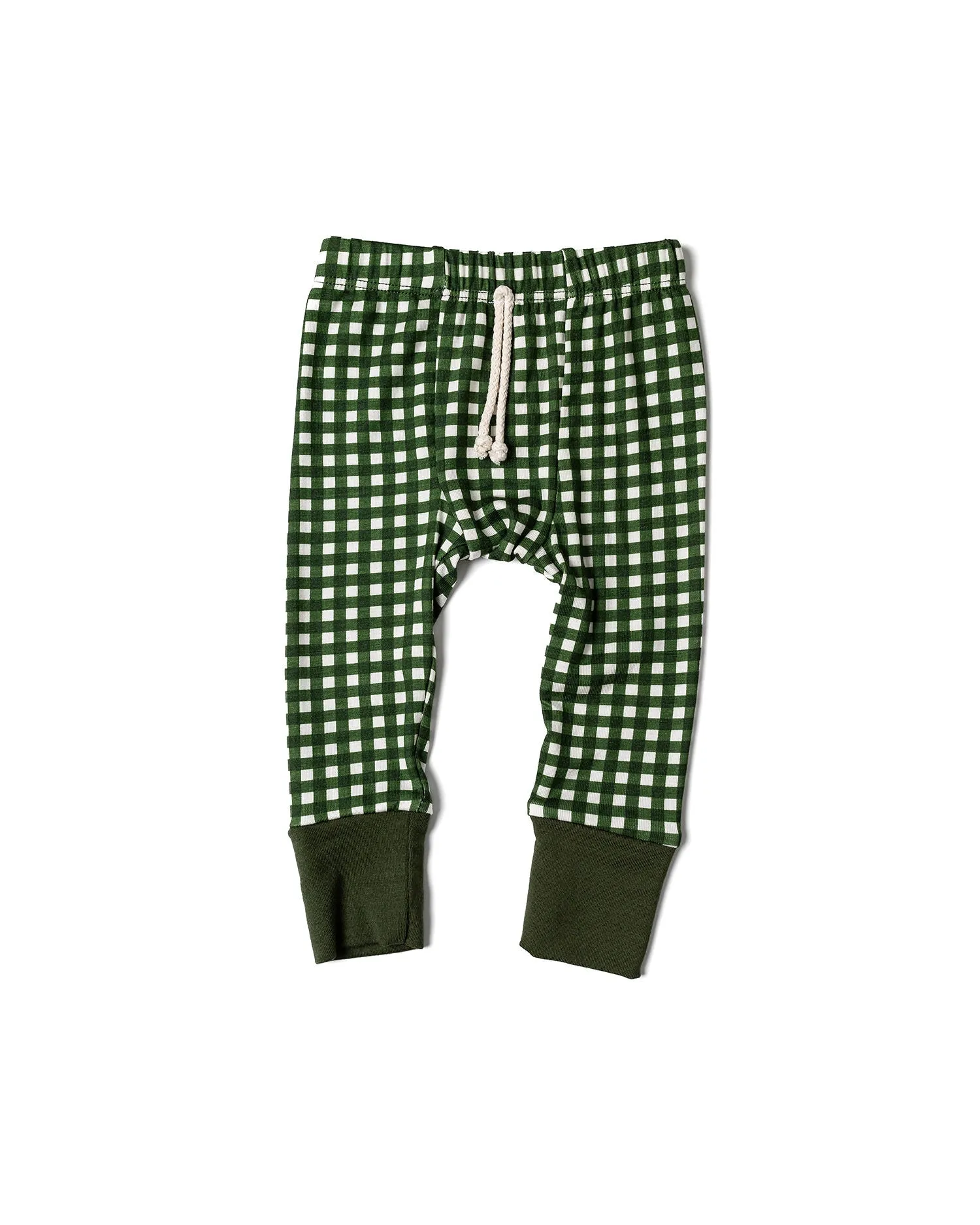 rib knit pant CO - green gingham