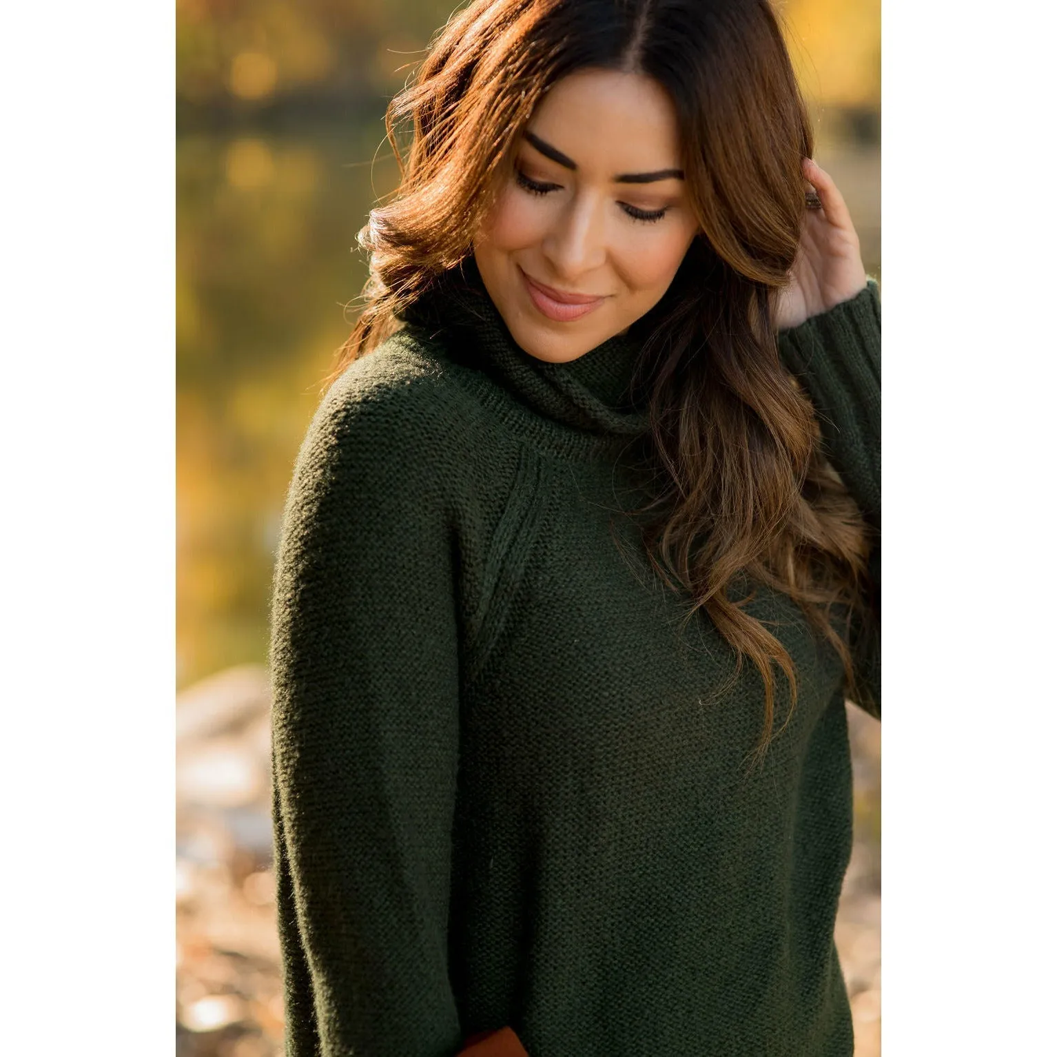 Ribbed Cowl Neck Sweater