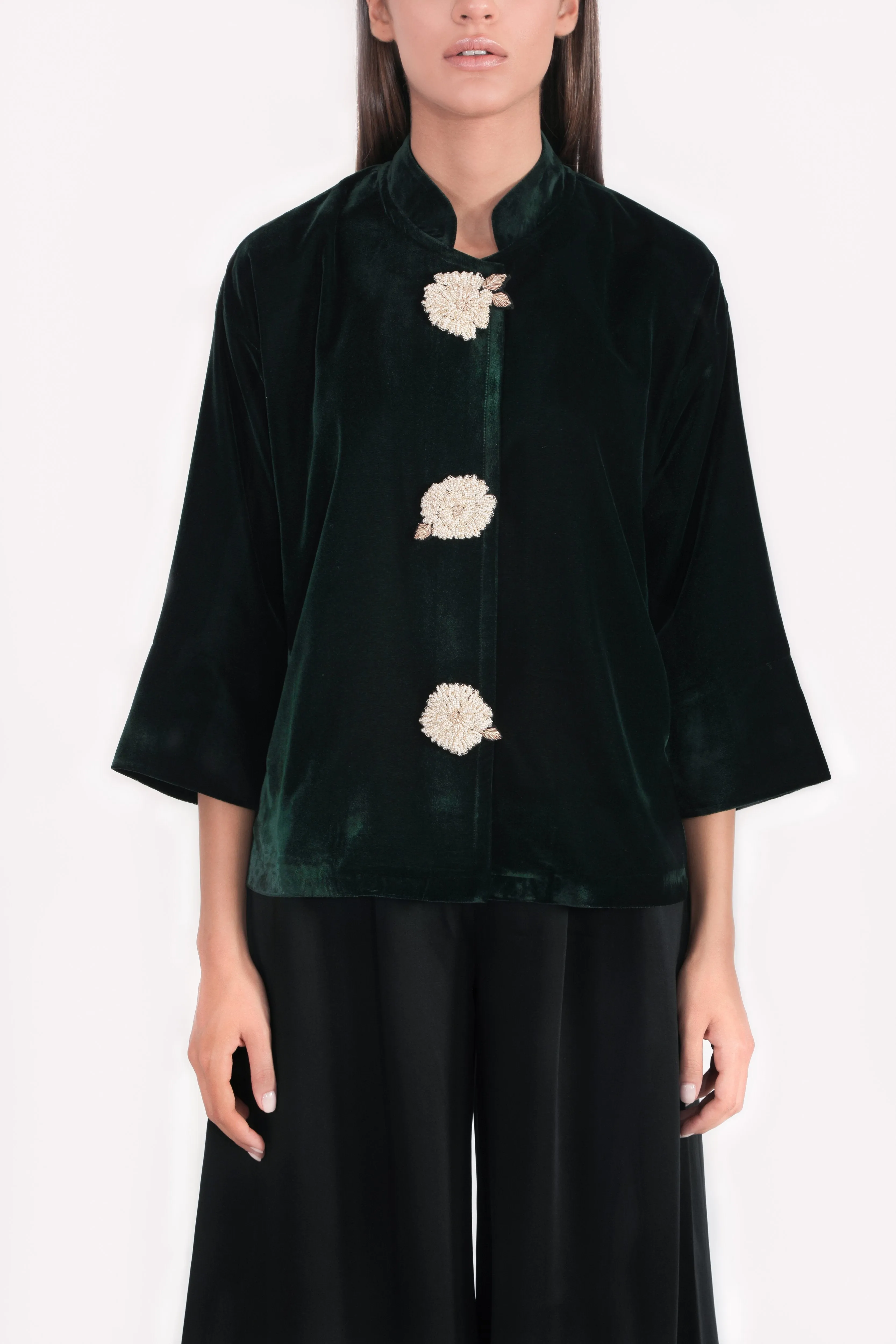 Rosa Velvet Jacket - Emerald by Rosewater House