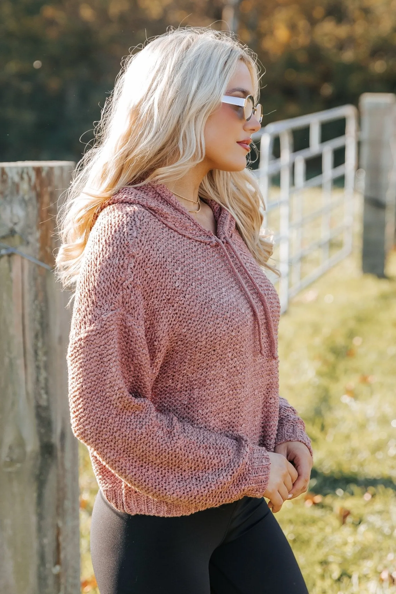 Rose Textured Hooded Sweater - FINAL SALE