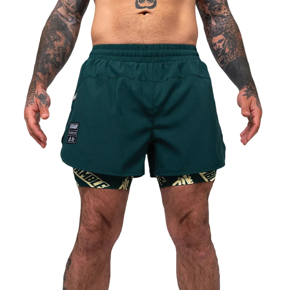 Scramble Logotype Combination Shorts Green