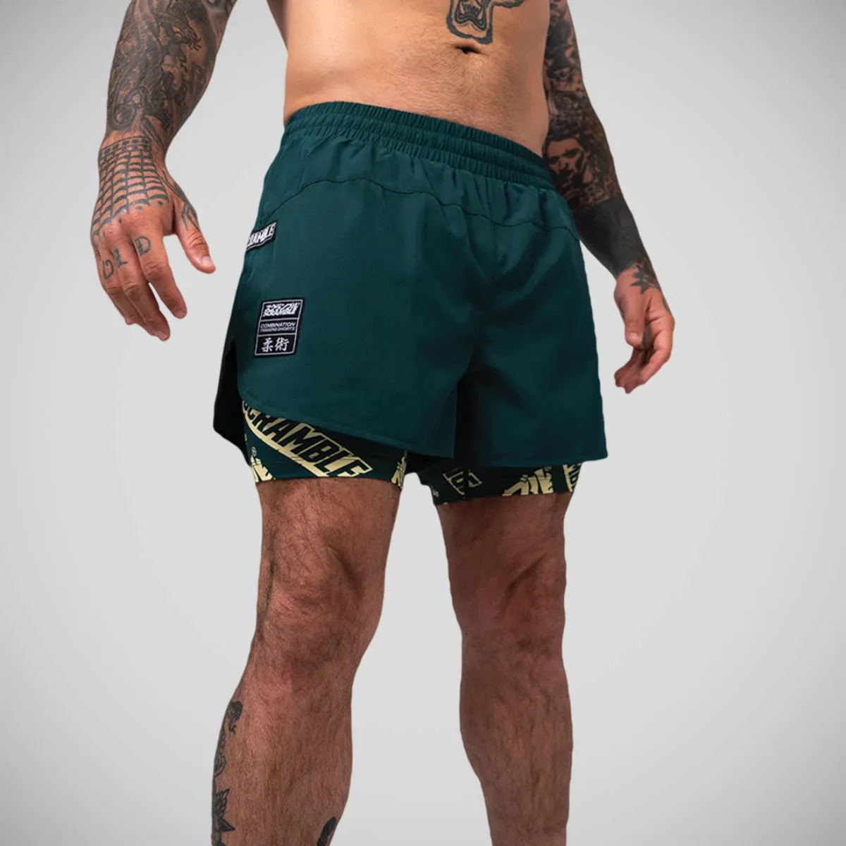 Scramble Logotype Combination Shorts Green