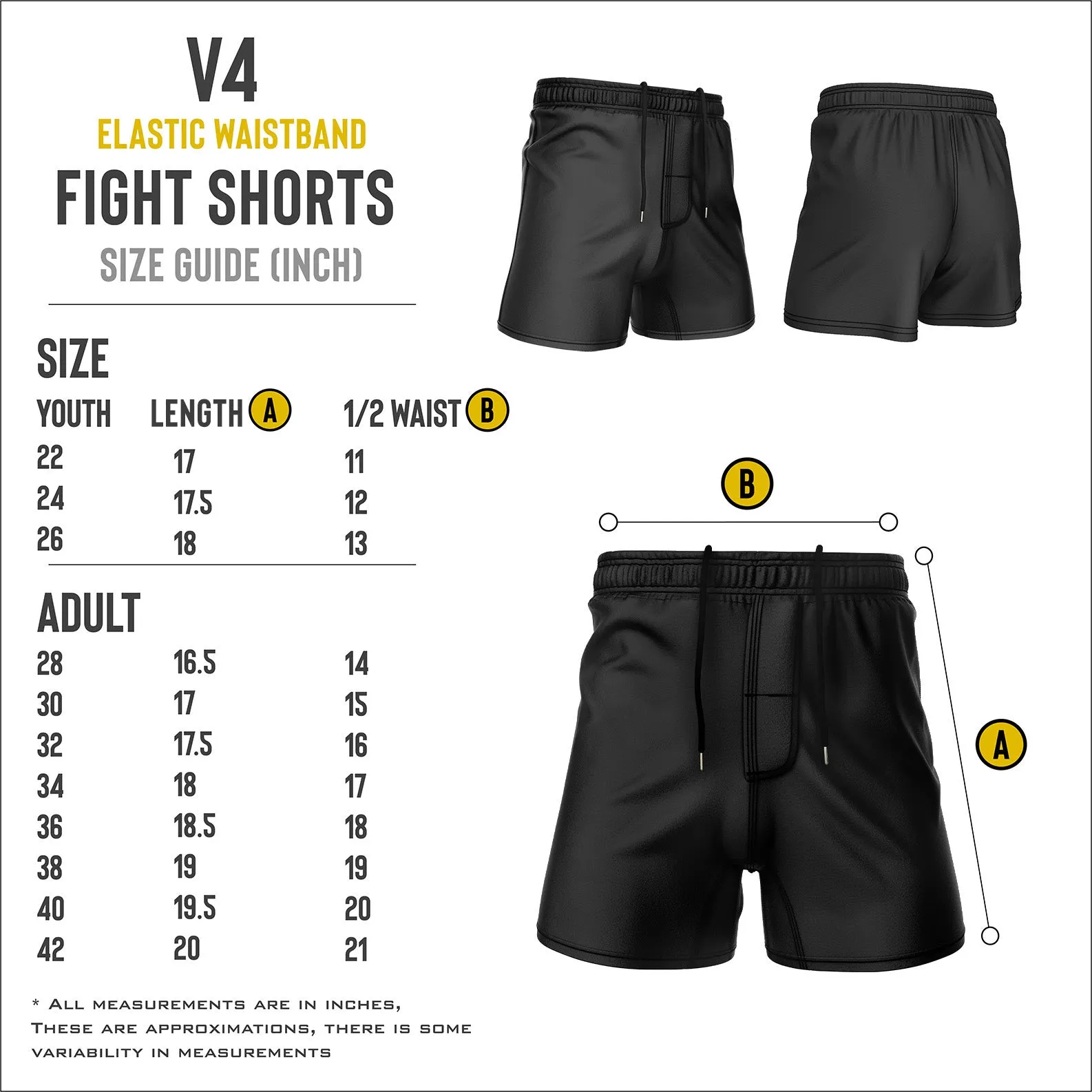 Shorts - Yellow - Elastic Waist