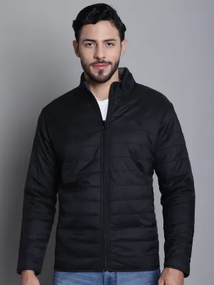 Solid Grey and Black Full Sleeves Mock Collar Reversible Regular Fit Casual Jacket for Men