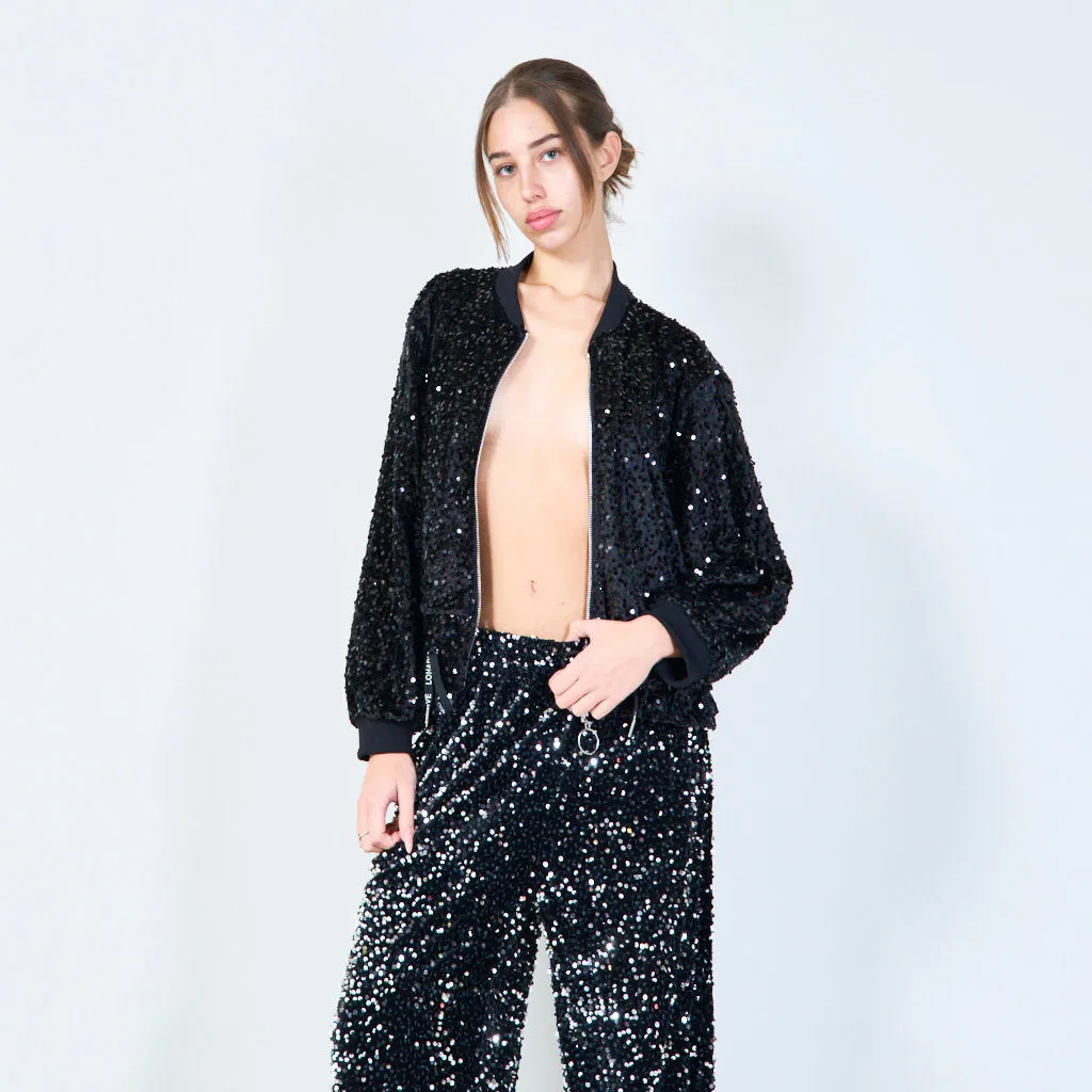 Sparkling sequin bomber jacket wholesale