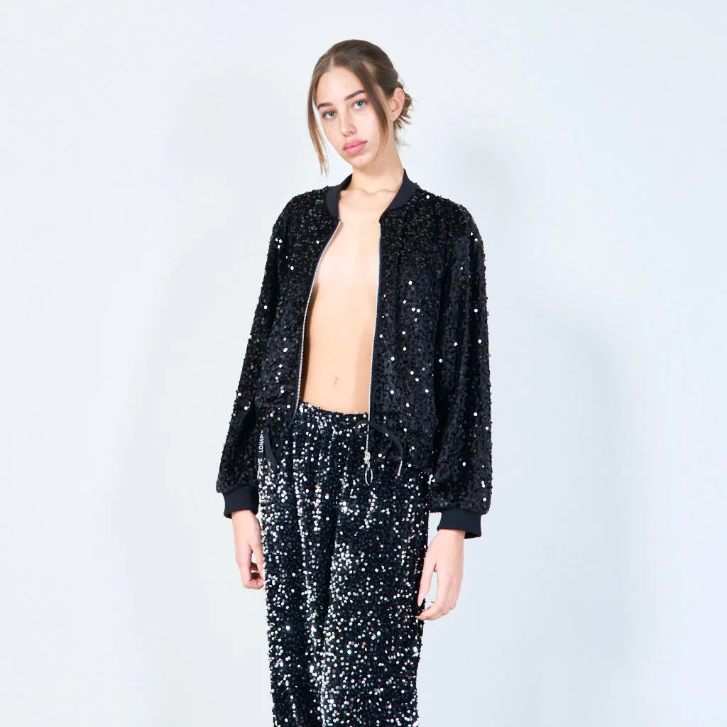 Sparkling sequin bomber jacket wholesale