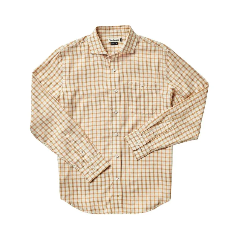 Spread Collar Cotton Lawn Shirt (Wheat)