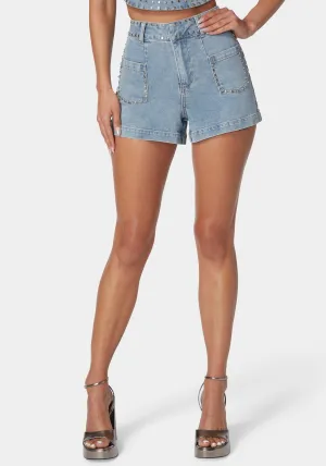 Studded Detail Denim Shorts