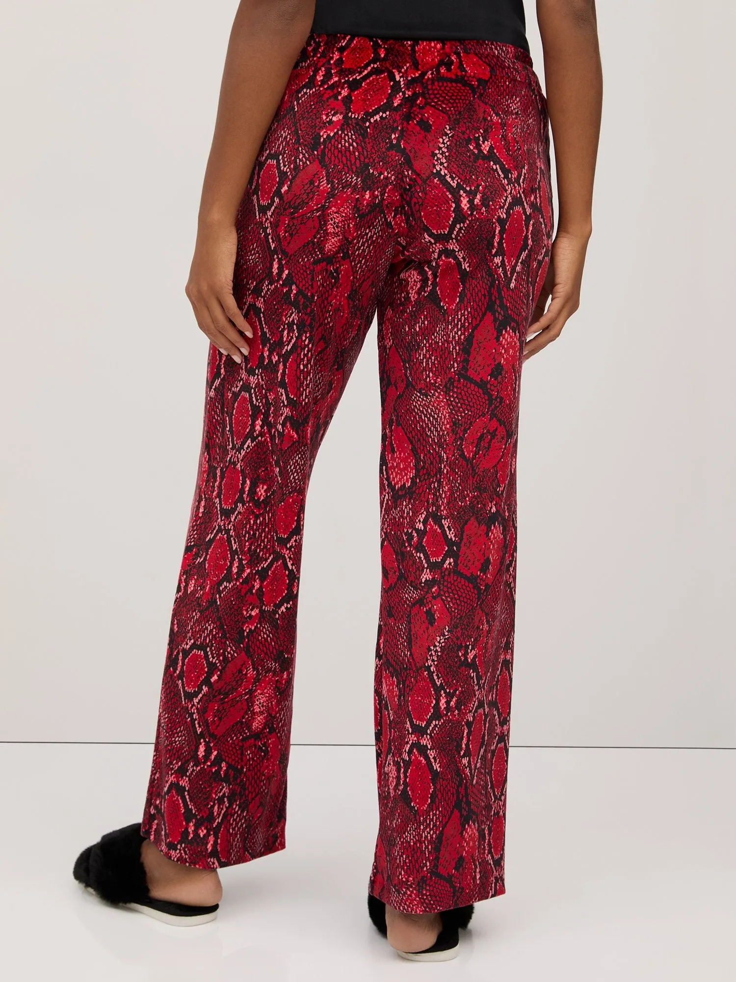 Tall Snake-Print Velour Straight-Leg Pant - Dreamy Velour Collection