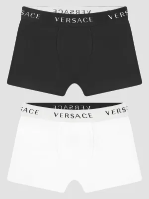 Versace Boys Cotton Logo Band Boxer Shorts Set (2 Pack)