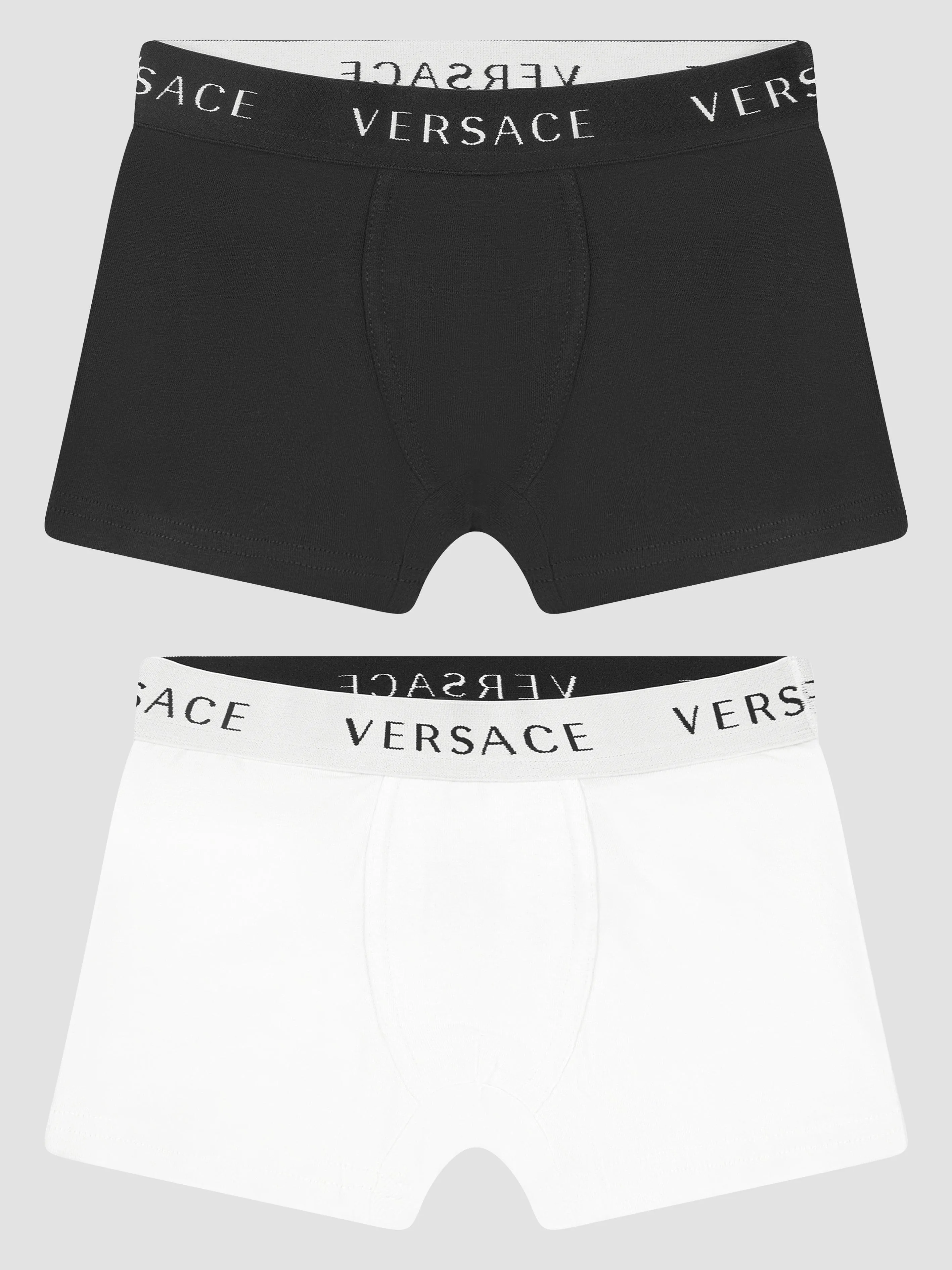 Versace Boys Cotton Logo Band Boxer Shorts Set (2 Pack)