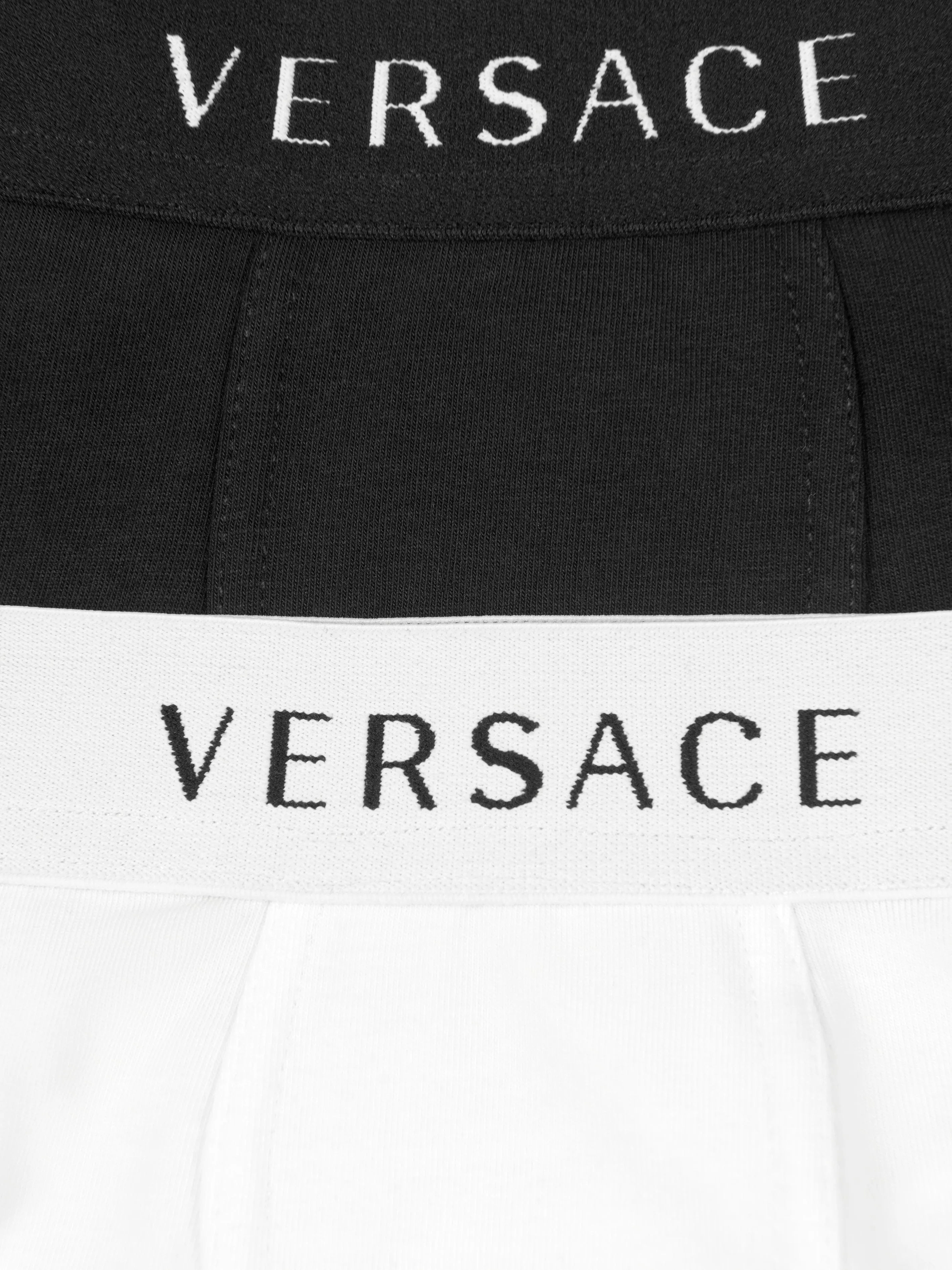 Versace Boys Cotton Logo Band Boxer Shorts Set (2 Pack)