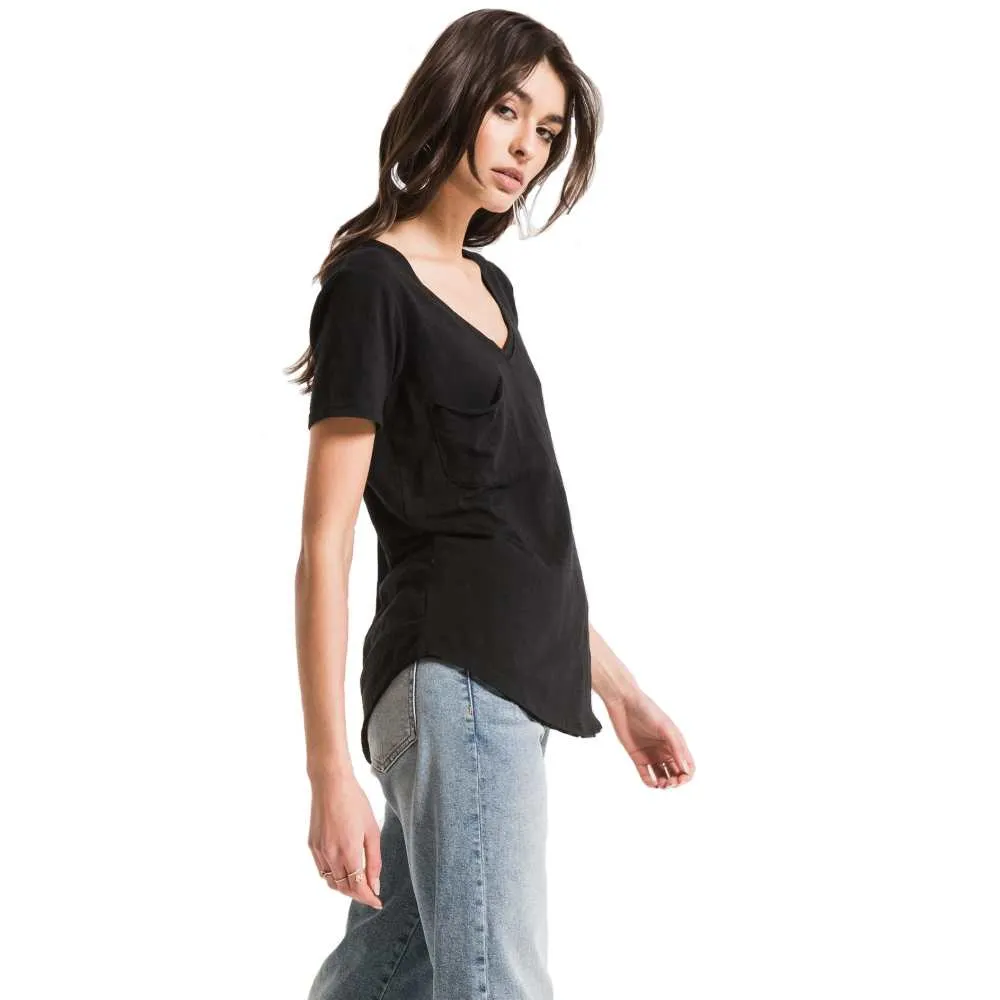 W Airy Slub Slouchy Pkt Tee