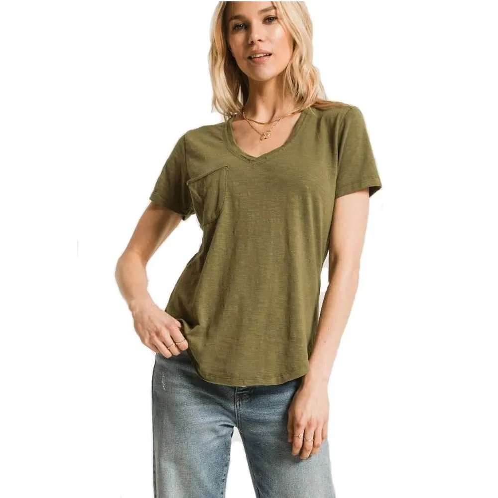 W Airy Slub Slouchy Pkt Tee