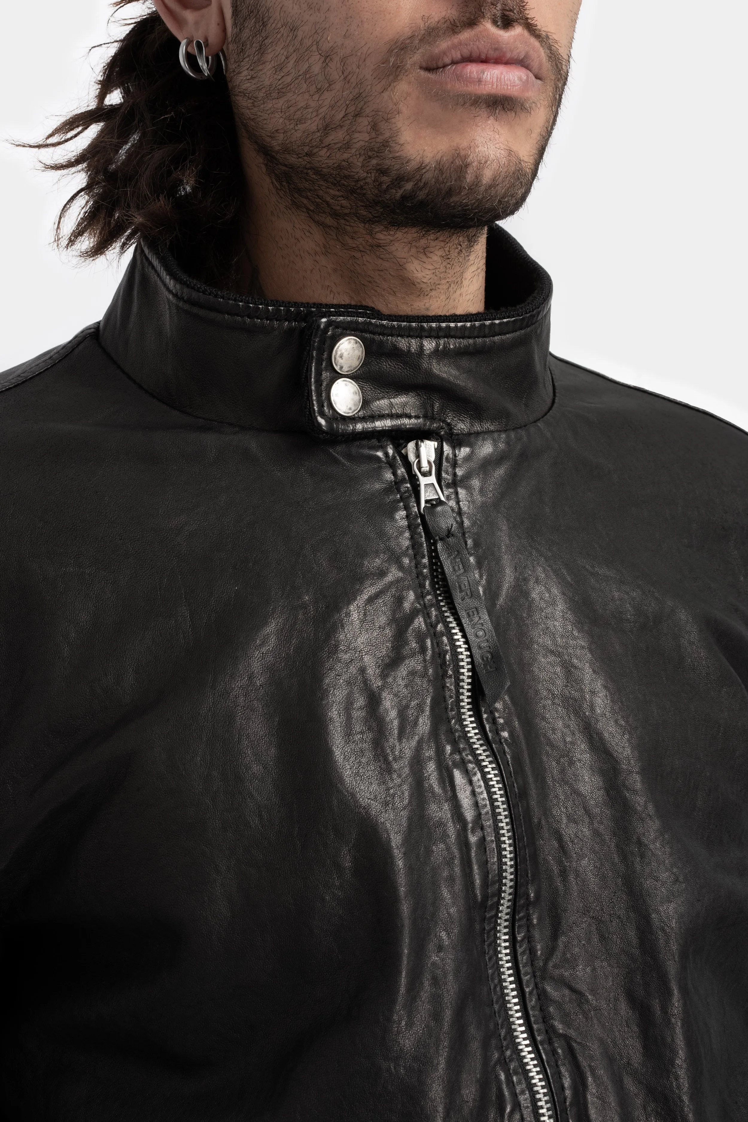 Washed leather bomber jacket