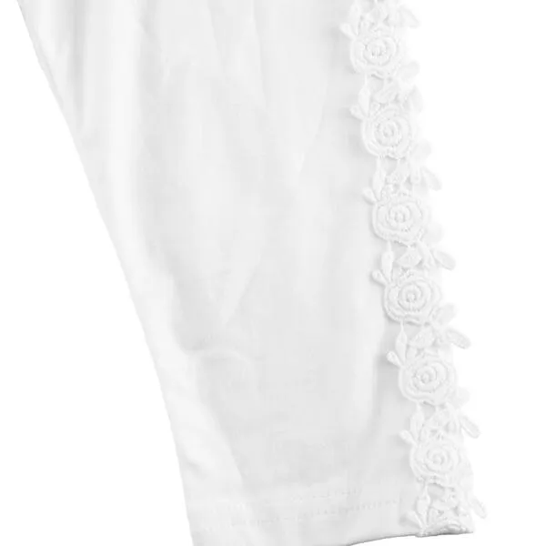 White Rose Trim Leggings