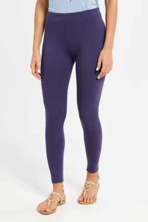 Women Purple Long Leggings