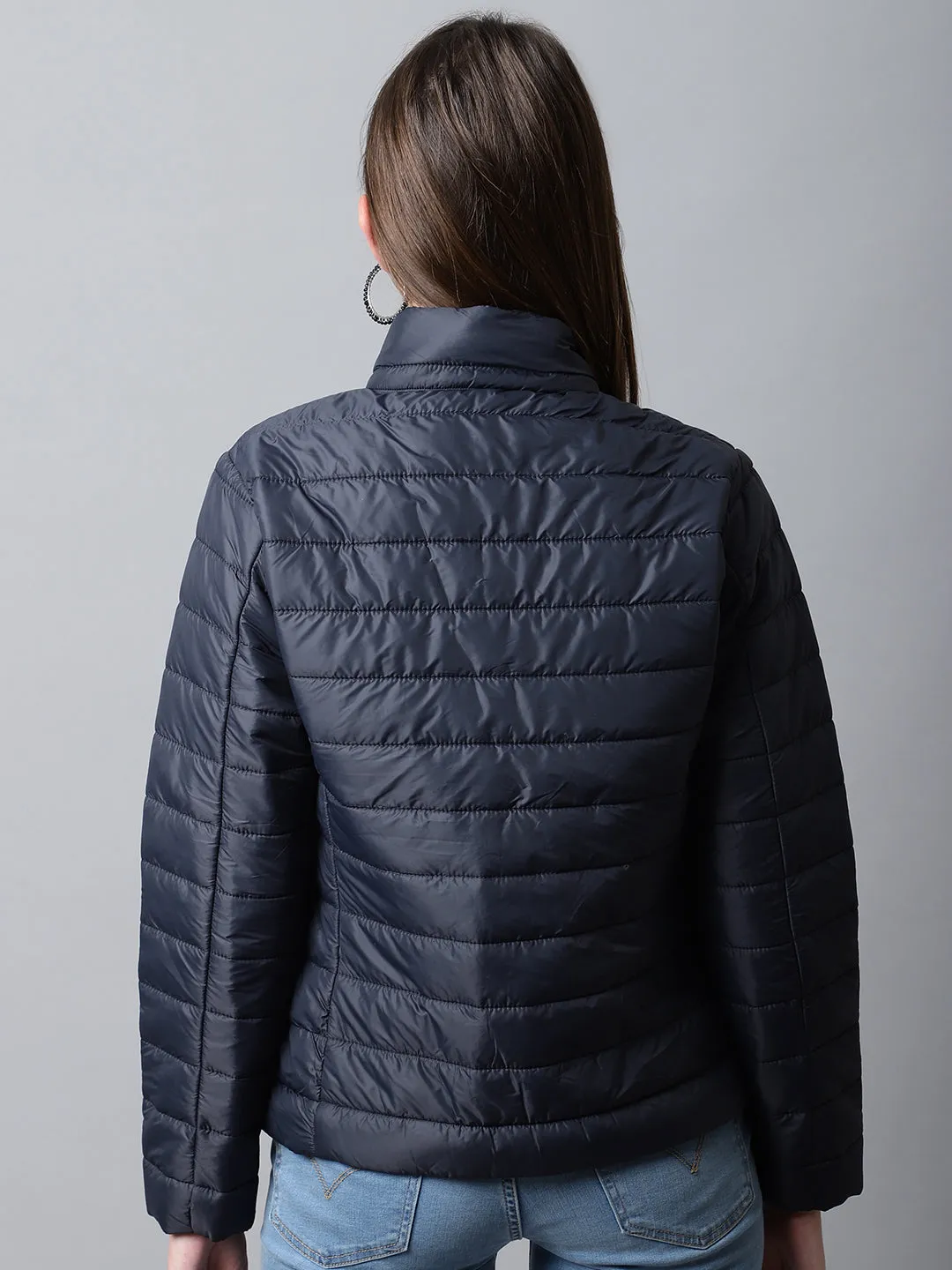 Women's Casual  Navy Blue Quilted  Jacket