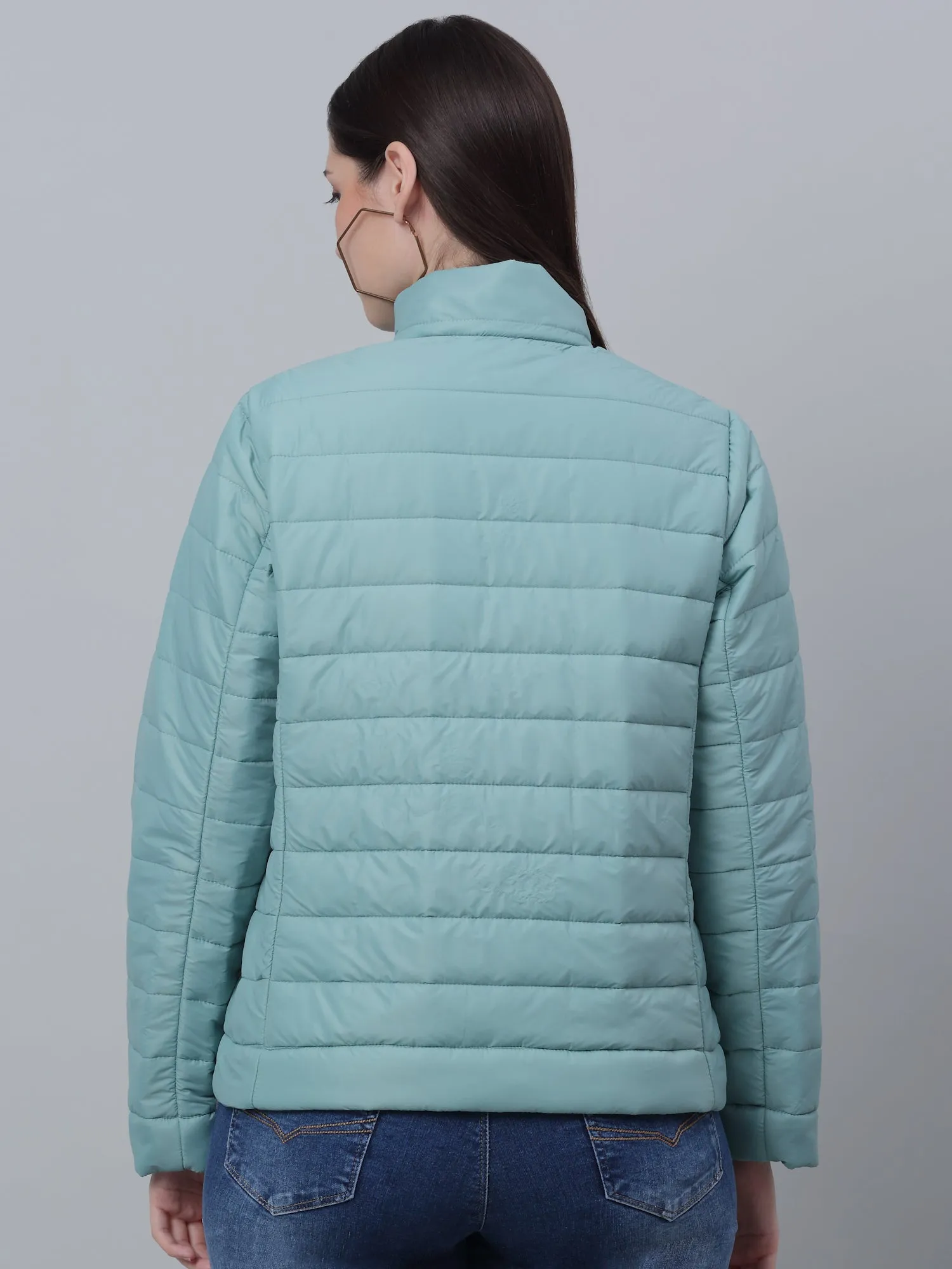 Women's Casual  Pista Green Quilted  Jacket