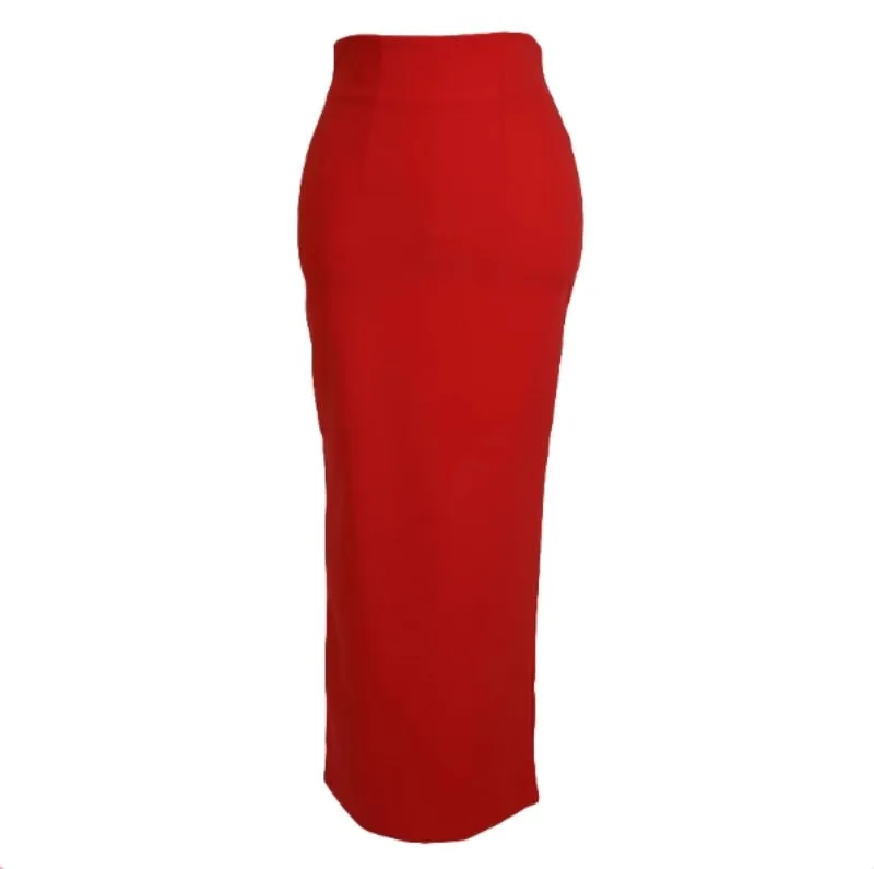 Women's Solid Color Casual High Waist Hip Hugging Long Skirt