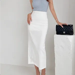 Women's Solid Color Casual High Waist Hip Hugging Long Skirt