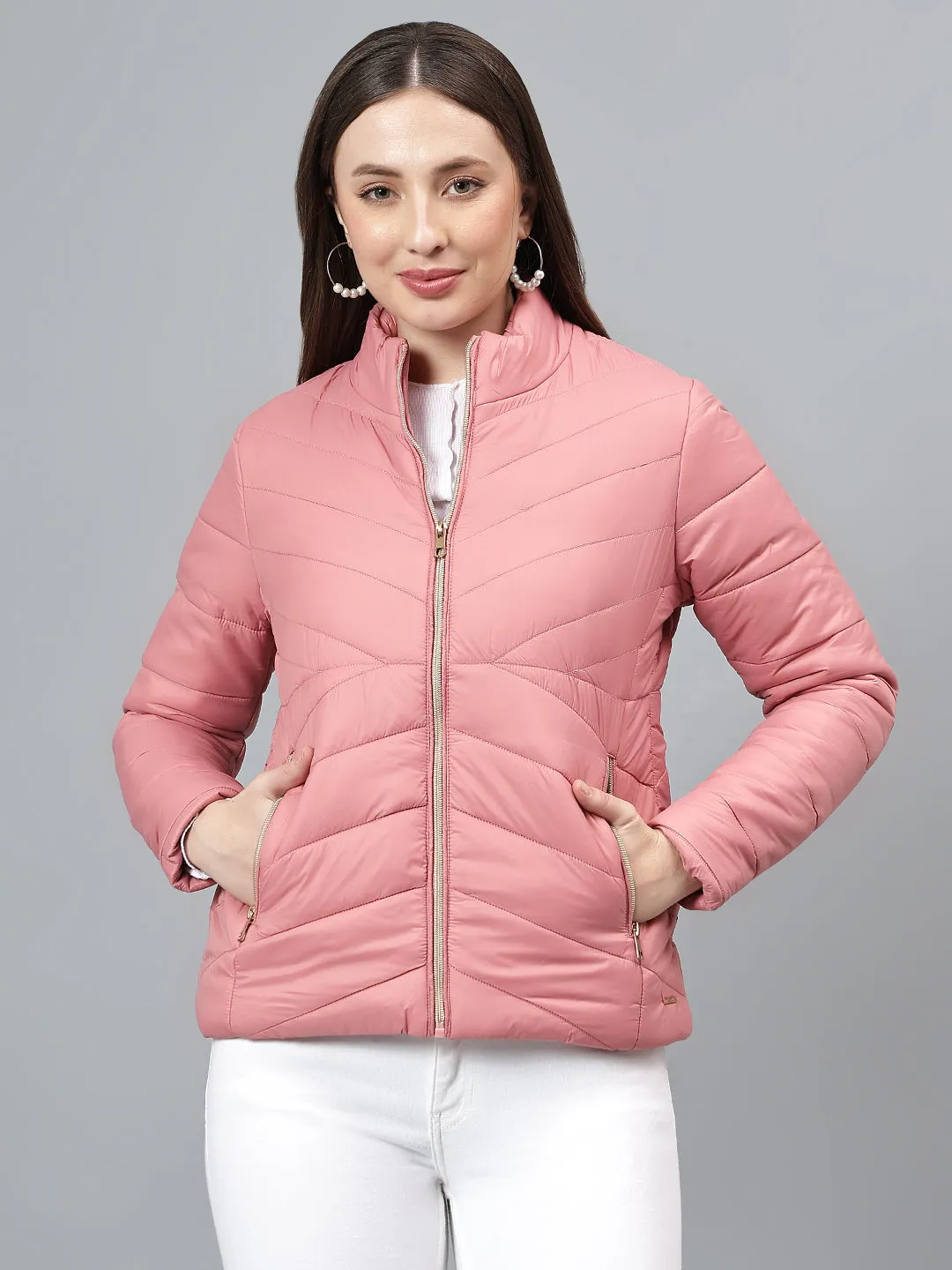 Women's Solid Pink Jacket