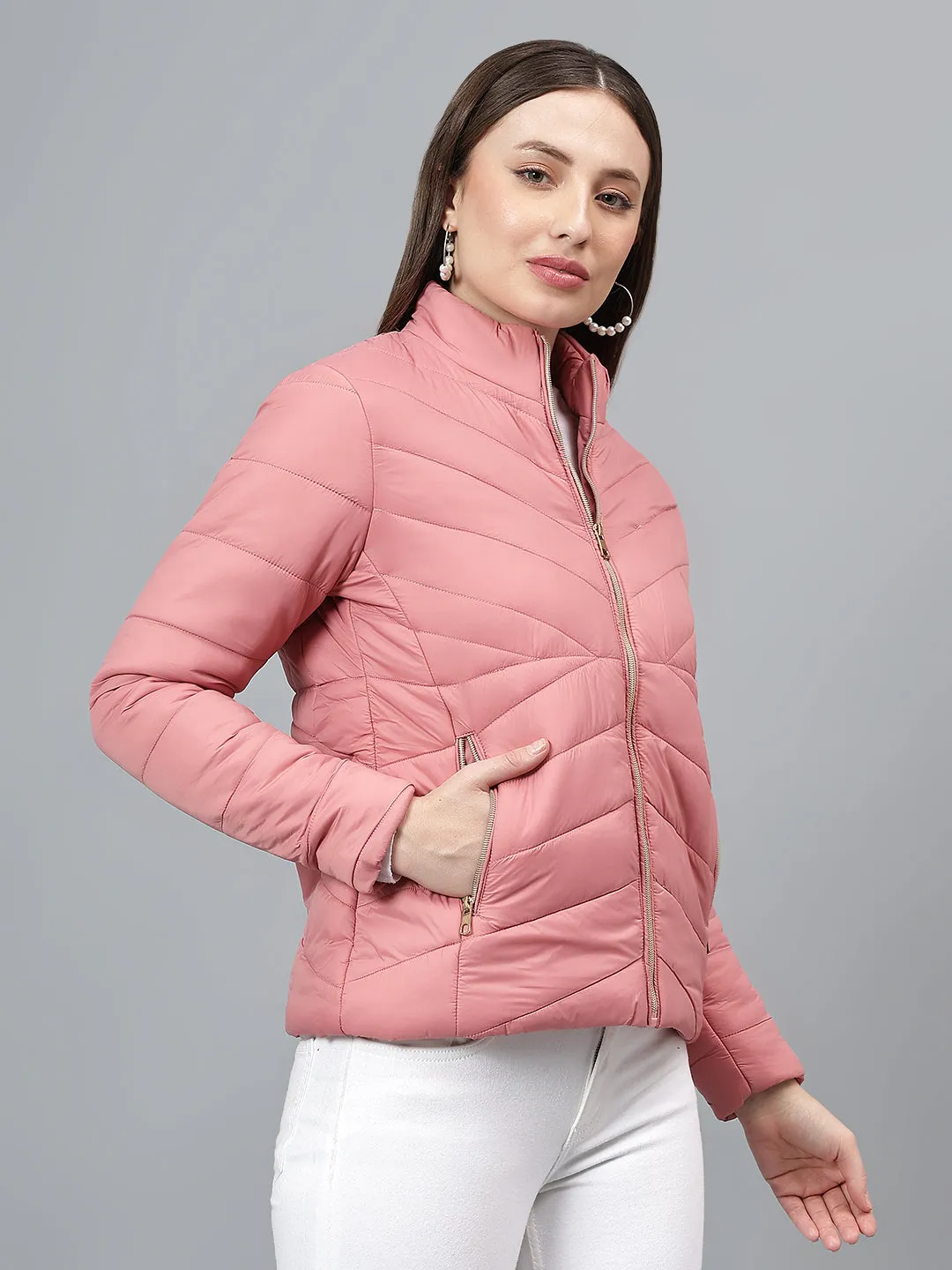 Women's Solid Pink Jacket