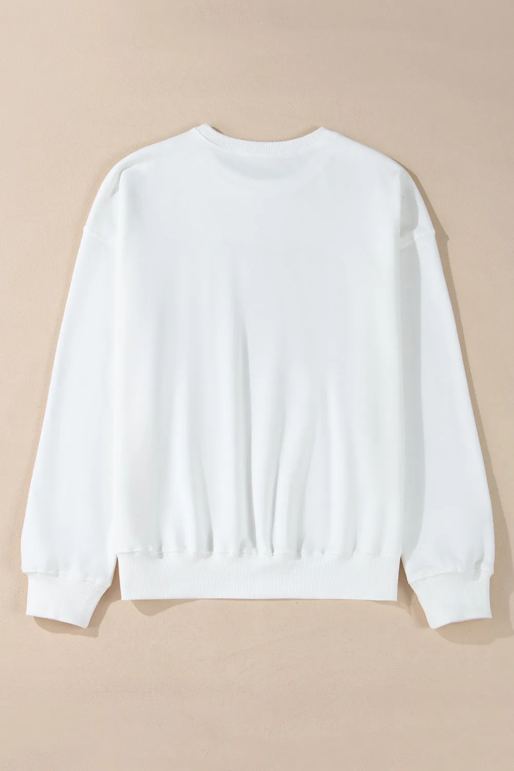 Womens White MERRY Embroidered Pullover Sweatshirt