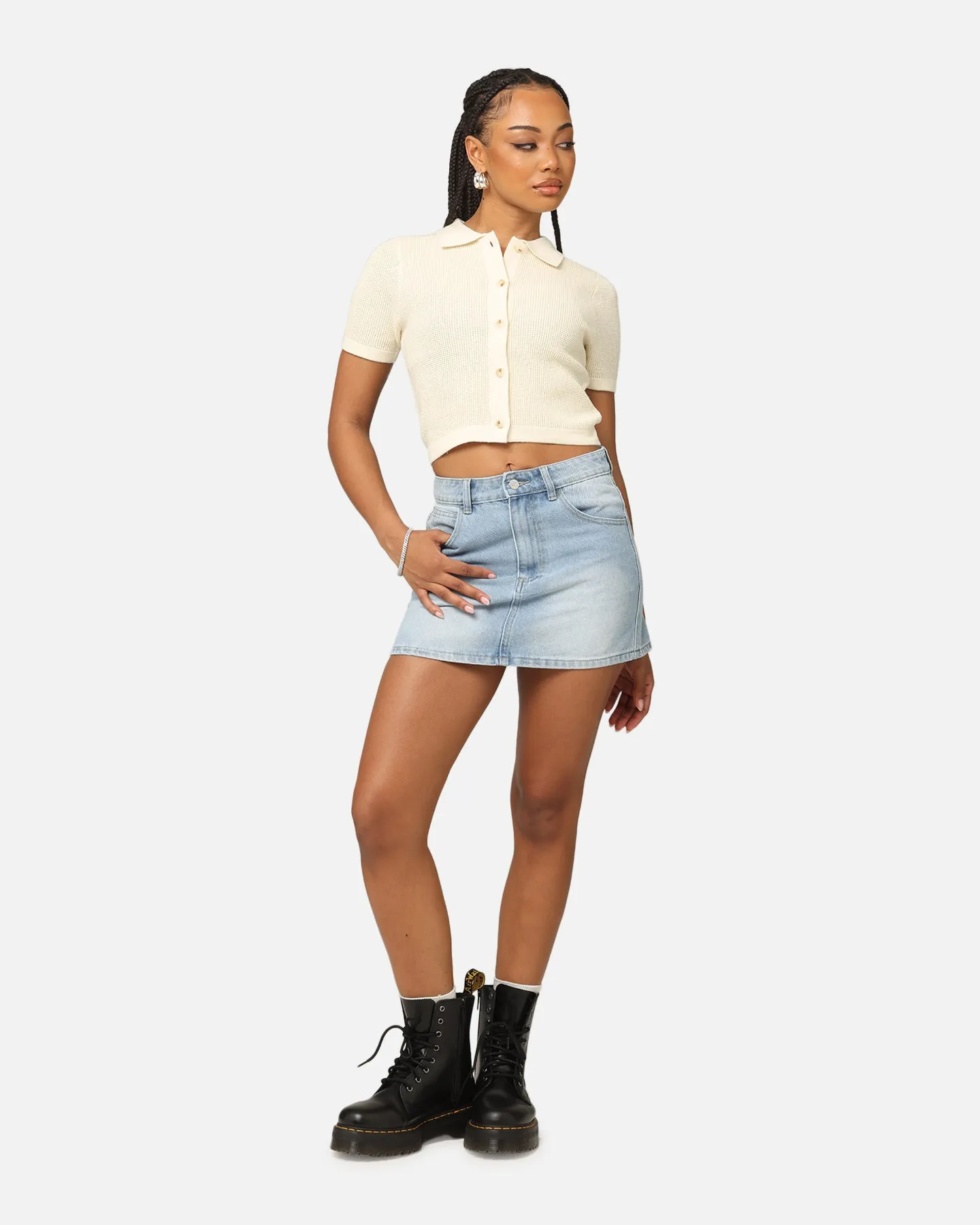 XXIII Women's Cropped Zyair Button Up Shirt Cream