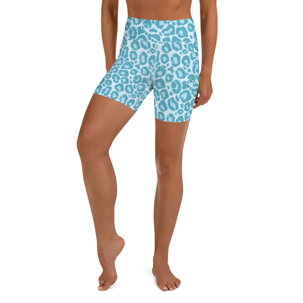 Yoga Shorts Blue Leopard